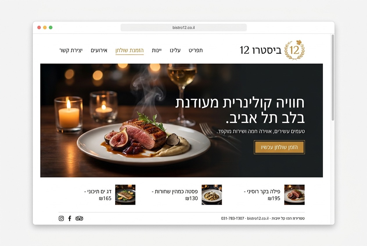 עמוד בית לדוגמה — מסעדה