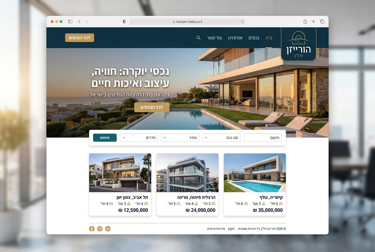 עמוד בית לדוגמה — נדל״ן